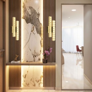 APLICA LED DE PERETE CU CRISTALE SI TELECOMANDA, DESIGN VERTICAL ELEGANT, 20W, LUMINA REGLABILA 3000K-6500K