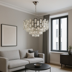 CANDELABRU CRISTAL, FINISAJ CROM LUCIOS, DESIGN LUXOS, 10 BECURI X E27