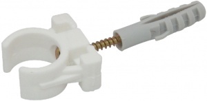 CLEMA PLASTIC FIXARE TEVI CU DIBLU SI HOLZSURUB 16MM, PACHET 50 BUCATI