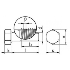 DIN 960 – 10.9 – surub pas fin, cap hexagonal, partial filetat, negru - Img 2