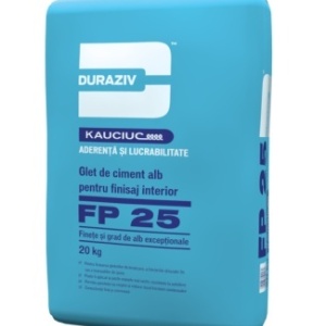 GLET DE CIMENT ALB PENTRU FINISAJ INTERIOR, DURAZIV FP 25, 5KG / PACHET 4 PUNGI