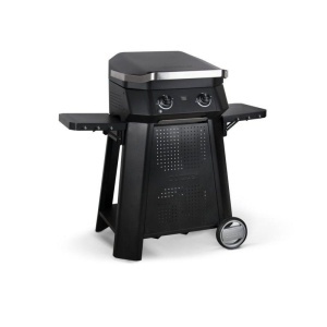 GRATAR PE GAZ TIP PLANCHA CU 2 ARZATOARE, COZZE 500 SI STAND METALIC COZZE, 60X59X38CM