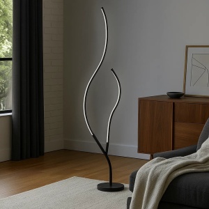 LAMPADAR LED DECORATIV MODERN NEGRU, 68W, LUMINA REGLABILA2800K-6500K, INALTIME 145CM