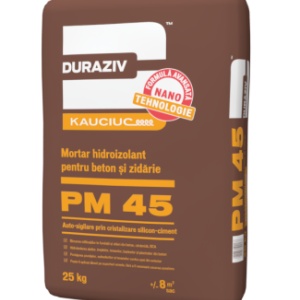 MORTAR HIDROIZOLANT PENTRU BETON SI ZIDARIE, DURAZIV PM 45, 25KG / PALET 48 SACI