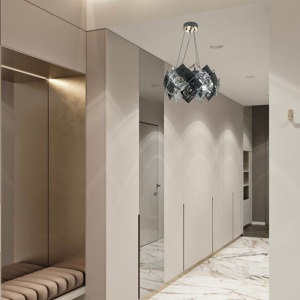 CANDELABRU MODERN CU 4 BECURI, FINISAJ CROMAT, 4 X E27, Ø400 MM