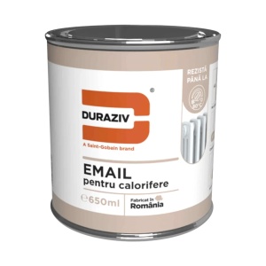 EMAIL ACRILIC SATINAT ALB PENTRU CALORIFERE, DURAZIV, 0.65L / BAX 12 CUTII