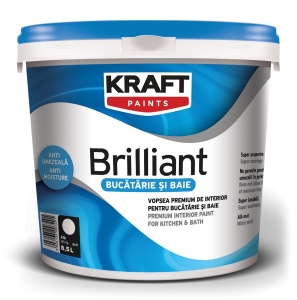 KRAFT BRILLIANT WHITE SUPER WASHABLE PAINT FOR KITCHEN AND BATHROOM KRAFT BRILLIANT KITCHEN AND BATHROOM / 4L