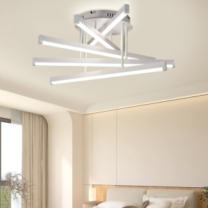 LUSTRA LED CU TELECOMANDA, FINISAJ ALB, 120W, 610X610X250 MM, LUMINA REGLABILA 3300–6500K