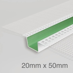 PROFIL PVC ORNAMENTARE CU PLASA FIBRA DE STICLA, CANELURA 20X50MM, 3 METRI