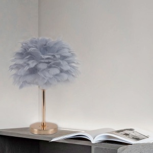 VEIOZA DECORATIVA CU PENE, GRI , 48 CM