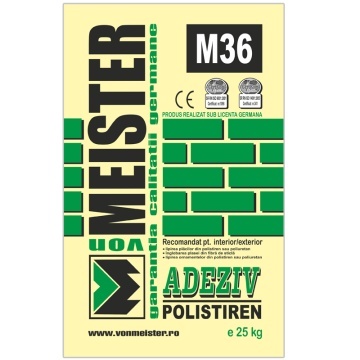 ADEZIV SI MASA DE SPACLU PENTRU POLISTIREN, ADEZIV POLISTIREN M36, 25 KG