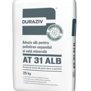 ADEZIV SI MASA DE SPACLU PENTRU POLISTIREN DURAZIV AT 31 ALB, 25KG / PALET 48 SACI