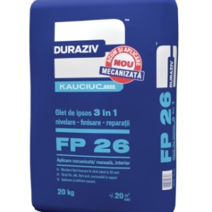 GLET DE IPSOS, 3 IN 1, NIVELARE, FINISARE, REPARATII, DURAZIV FP 26, 20KG / PALET 48 SACI