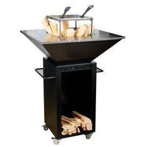 GRATAR DIN OTEL PE LEMNE CU PLITA PATRATA, BRENTON BRNT02, 68X65X97CM