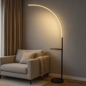 LAMPADAR LED, ARC MODERN CU 3 TIPURI DE LUMINA, TELECOMANDA, 48W