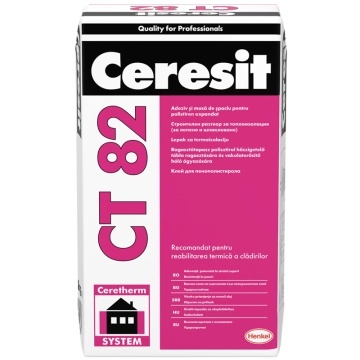 MORTAR ADEZIV SI MASA DE SPACLU PENTRU POLISTIREN CERESIT CT 82 / 25KG