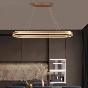 PENDUL LED CU TELECOMANDA, FINISAJ AURIU MODERN, 140W, LUMINA REGLABILA 2800K–6500K, 800X300MM