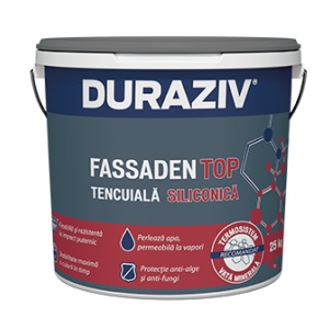 TENCUIALA DECORATIVA SILICONICA TDS STRUCTURATA (SCOARTA DE COPAC), DURAZIV FASSADEN TOP TDS, 25KG / PALET 16 BUCATI