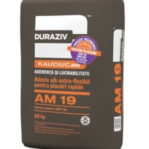 ADEZIV ALB EXTRA FLEXIBIL CU KAUCIUC® PENTRU PLACARI RAPIDE, DURAZIV AM 19, 20KG / PALET 48 SACI