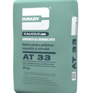 ADEZIV SI MASA DE SPACLU PENTRU OSB, POLISTIREN, EXTRUDAT DURAZIV AT 33, 25KG / PALET 48 SACI