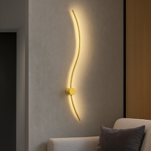 APLICA DE PERETE GOLD, DESIGN ONDULAT, 38W, 100CM, LUMINA REGLABILA 3000K-6500K