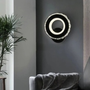 APLICA LED MODERNA, FINISAJ NEGRU SI CROM, 24W, LUMINA REGLABILA 3000K-6500K