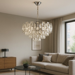 CANDELABRU CRISTAL GLAM, 9 BECURI E27, Ø600 X H380 MM