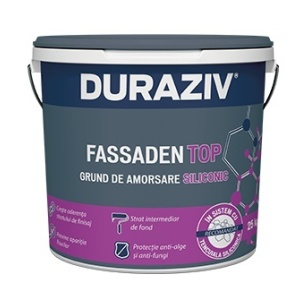 GRUND DE AMORSARE SILICONICA PENTRU VOPSELE SI TENCUIELI DECORATIVE, DURAZIV FASSADEN TOP, 4.16KG / PALET 96 BUCATI