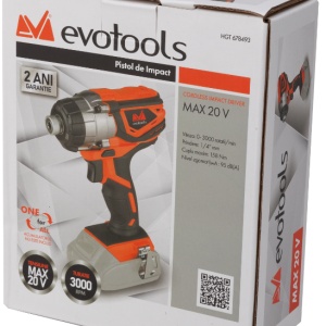 Impact Gun 1/4" Hexagonal Grip Without Battery and Charger Max 20V One Epto / U[V]: 18V - Img 2