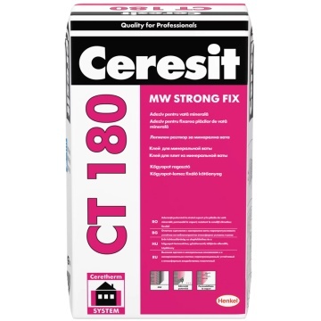 MORTAR ADEZIV SI MASA DE SPACLU PENTRU VATA MINERALA CERESIT CT 190 / 25KG