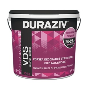VOPSEA DECORATIVA STRUCTURATA ALBA, DURAZIV FANTASIA DECOR CU KAUCIUC, 25KG / PALET 16 BUCATI