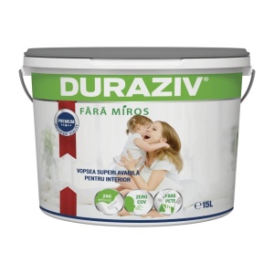 VOPSEA LAVABILA ALBA, FARA MIROS, PENTRU INTERIOR, DURAZIV ECOLABEL CU KAUCIUC, 15L / PALET 16 BUCATI