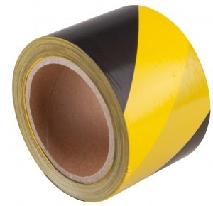 BANDA PENTRU DELIMITARE SI SEMNALIZARE 75MM GALBEN-NEGRU / 100 METRI