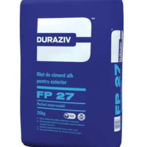 GLET DE CIMENT ALB PENTRU EXTERIOR, DURAZIV FP 27, 20KG / PALET 48 SACI