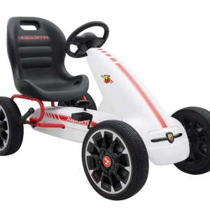 KART CU PEDALE PENTRU COPII, SCAUN REGLABIL, ABARTH-WHITE