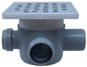 SIFON PARDOSEALA PATRAT CU INALTATOR SL 2 INTRARI 90/180 GRADE STANGA SP-H75-160-1 / 40X50MM