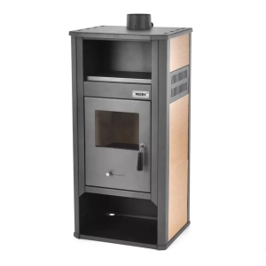 SOBA SEMINEU DIN OTEL CU USA DIN STICLA, 9-10 KW, COMBUSTIBIL LEMN, BRICHETE LEMN, HECHT FENIXE