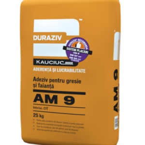 ADEZIV PENTRU GRESIE SI FAIANTA CU KAUCIUC® , DURAZIV AM 9, 25KG / PALET 48 SACI