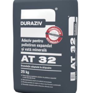 ADEZIV SI MASA DE SPACLU PENTRU POLISTIREN SI VATA MINERALA DURAZIV AT 32, 25 KG / PALET 48 SACI