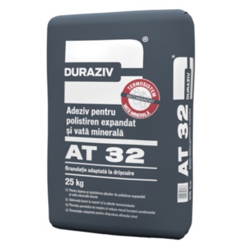 ADEZIV SI MASA DE SPACLU PENTRU POLISTIREN SI VATA MINERALA DURAZIV AT 32, 25 KG / PALET 48 SACI