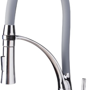 BATERIE BUCATARIE PIPA FLEXIBILA SI SUPORT FIXARE GRI