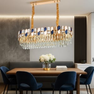 CANDELABRU ELEGANT CU CRISTALE, 8 X E27, Ø800 MM