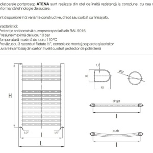 RADIATOR BAIE PORTPROSOP DREPT 600X800MM ALB , ATENA 14 TEVI - Img 3