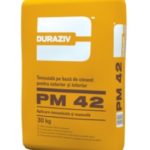 TENCUIALA MECANIZATA PE BAZA DE CIMENT, DURAZIV PM 42, 30KG / PALET 42 SACI