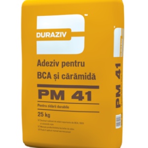 ADEZIV PENTRU BCA SI CARAMIDA DURAZIV PM 41, 25KG / PALET 48 SACI