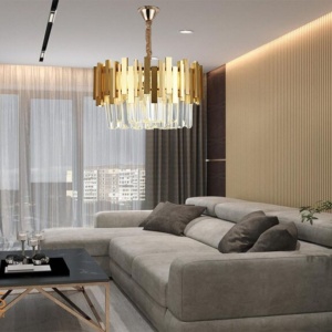 CANDELABRU AURIU CU CRISTALE, DESIGN ELEGANT, 8 BECURI X E27