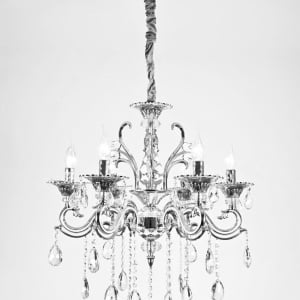 CANDELABRU CLASIC CU CRISTALE DECORATIVE SI DETALII ELEGANTE, 6XE14, Ø62 CM