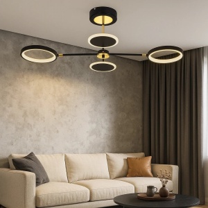 LUSTRA LED CU TELECOMANDA, NEAGRA, 2 x 30W, LUMINA REGLABILA 2800–6500K