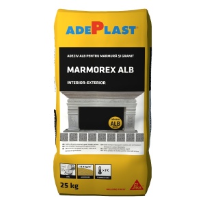 ADEZIV ALB PENTRU MARMURA SI GRANIT, APLICARE INTERIOR/EXTERIOR, ADEPLAST MARMOREX ALB / 25KG