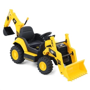 BULDOEXCAVATOR CU BATERIE PENTRU COPII, TELECOMANDA, 2 MOTOARE 2X40W, 3-8 ANI, CAT BACKHOE GALBEN